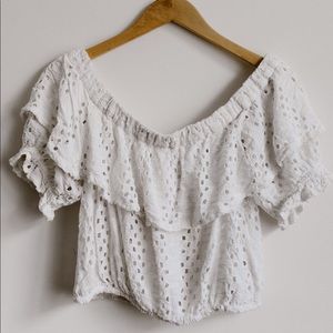 Eyelet Off the Shoulder Top